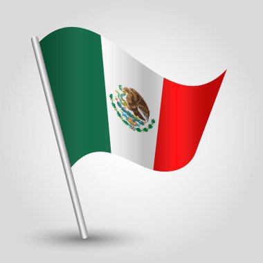 Vector waving simple triangle mexican flag on slanted silver pole - icon of mexico with metal stick vector Vector waving simple triangle mexican flag on slanted silver pole - icon of mexico with metal stick vector