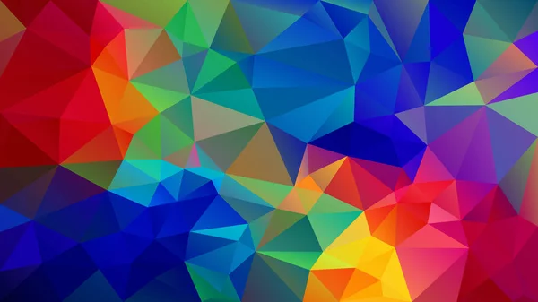 Vektor abstrakt oregelbunden polygon bakgrund - triangel låg poly mönster - pulserande neon hela spektrumet multi färg regnbåge — Stock vektor