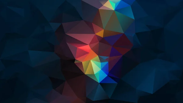 Vector abstract irregular polygon background - triangle low poly pattern - color dark night indigo blue with full spectrum rainbow — ストックベクタ