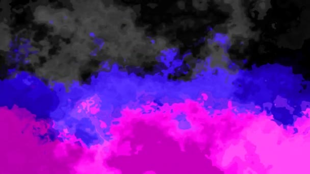 抽象的なアニメーションキラキラステンドグラスの背景フルHdシームレスループビデオ 水彩スプロッチ液体効果 色黒青ピンク — ストック動画