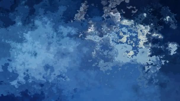 抽象的なアニメーション輝くステンドグラスの背景フルHdシームレスループビデオ 水彩画のスプロッチ液体効果 色海の青 — ストック動画