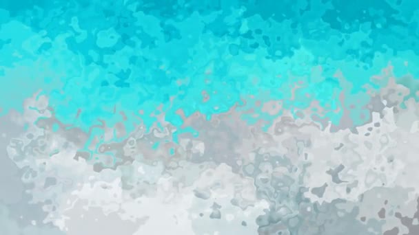 抽象的なアニメーション輝くステンドグラスの背景フルHdシームレスなループビデオ 水彩画のスプロッチ液体効果 カラースカイターコイズブルーグレー — ストック動画