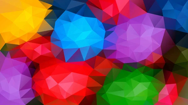 ベクトル抽象的な不規則な多角形の背景 三角形低ポリパターン フルスペクトルマルチカラー虹鮮やかなネオンレッドグリーン青紫 — ストックベクタ