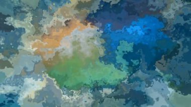 soyut animasyon ışıltılı arka plan tam HD dikdörtgen döngü videosu - suluboya benek sıvı etkisi - yeşil mavi turuncu gri