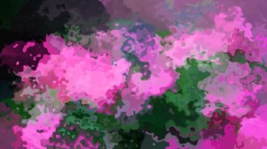 soyut animasyon ışıltılı arka plan tam HD dikişsiz döngü videosu - suluboya lekeli sıvı efekt - renk doğal yeşil yaprak sıcak pembe siyah