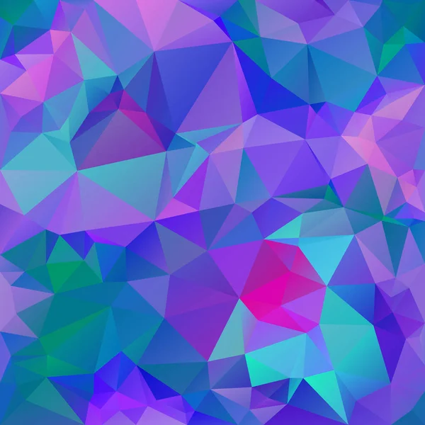 ベクトル抽象的な不規則な多角形の背景 三角形の低ポリパターン ネオン活気のある色青緑紫紫 — ストックベクタ