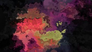 soyut animasyon ışıltılı arka plan tam HD dikdörtgen döngü videosu - suluboya lekeli sıvı efekt - turuncu mor siyah renk