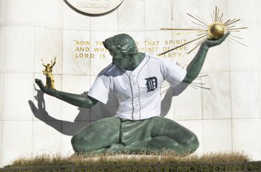 Detroit Tigers beyzbol üniforması Detroit heykel ruhu