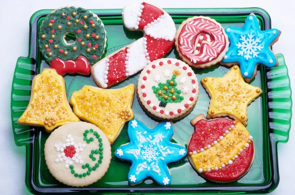 Intricately Decorated Christmas Cut Out Cookies Highly Designed Artistically Iced — Stock Photo, Image