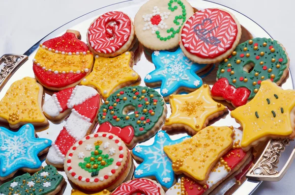 Natal Decorado Intrinsecamente Cortar Biscoitos Altamente Projetado Artisticamente Gelado — Fotografia de Stock