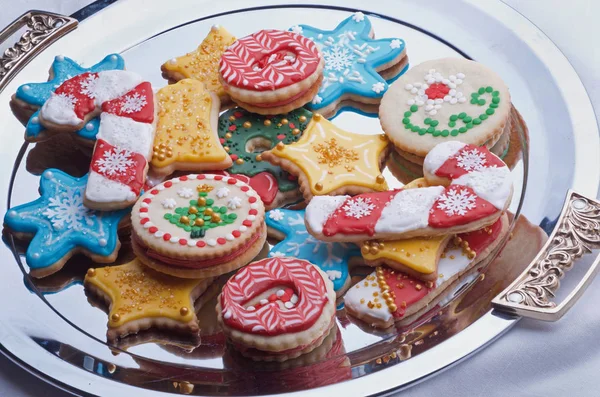 Navidad Intrincadamente Decorado Cortar Galletas Altamente Diseñado Artísticamente Helado — Foto de Stock