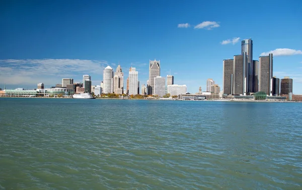 Detroit Vista Panoramica Presa Dal Canada Attraverso Fiume Detroit — Foto Stock