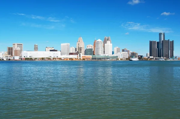 Панорамный Вид Детройта Сделанный Канады Через Реку Детройт — стоковое фото