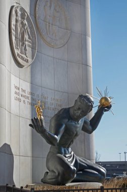 Detroit-26 Ocak 2018, ruh Detroit heykel şehir Detroit, 26 Ocak 2018, Detroit, Michigan
