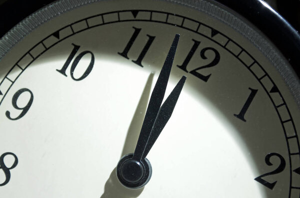 Doomsday Clock, alarm clock set at two minutes before midnight to represent how close the end of the world may be in minutes.