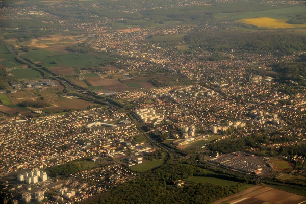 Flyger Över Frankrikes Landsbygd Vårdag — Stockfoto