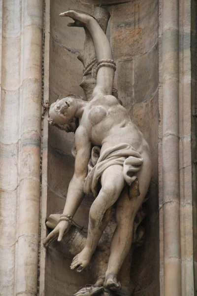 Detail Facade Cathedral Milan — Stock Photo, Image
