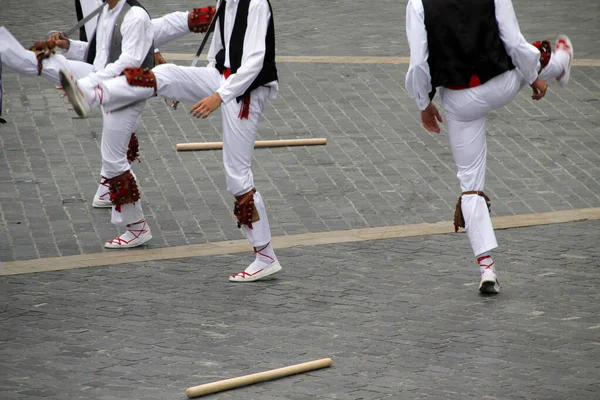 Dança Basca Tradicional Festival Folclórico — Fotografia de Stock