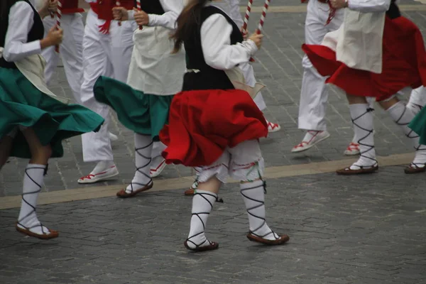 Dança Basca Tradicional Festival Folclórico — Fotografia de Stock