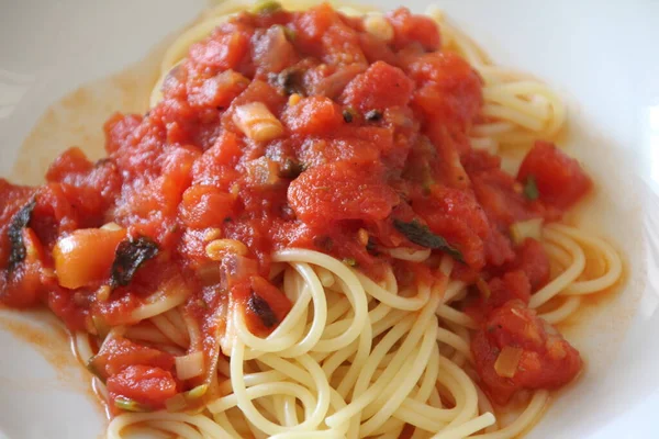 Massa Com Molho Tomate — Fotografia de Stock