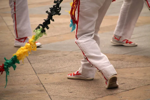 Traditioneller Baskischer Tanz Auf Einem Straßenfest — Stockfoto