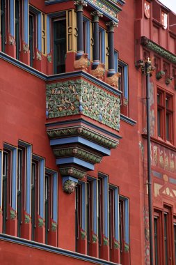 İsviçre, Basel Binası 'nın ön cephesinin ayrıntıları.