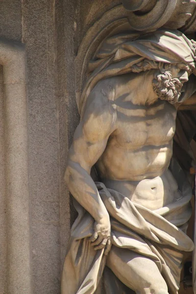 Skulptur Fasad Byggnad Milano — Stockfoto