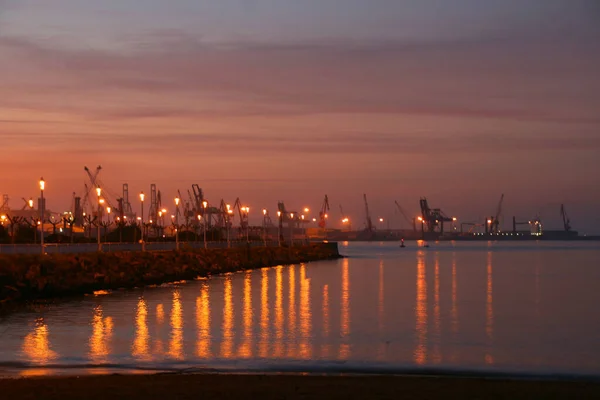 Crepuscolo Nell Estuario Bilbao Spagna — Foto Stock