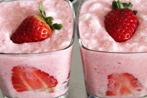 Strawberry Milk Shake Glass — Stock Photo, Image