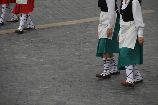 Dança Basca Tradicional Festival Folclórico — Fotografia de Stock