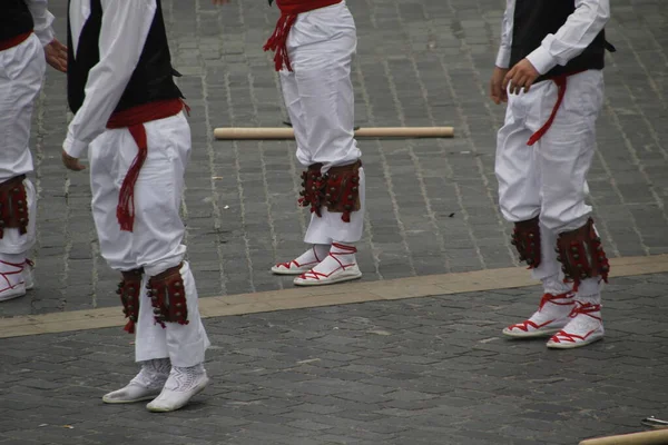 Dança Basca Tradicional Festival Folclórico — Fotografia de Stock