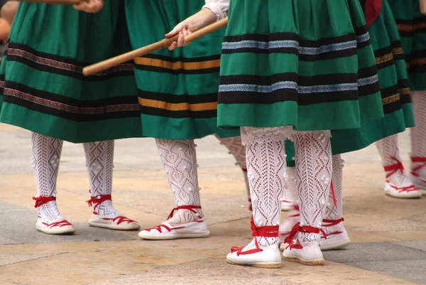 Dança Basca Tradicional Festival Folclórico — Fotografia de Stock