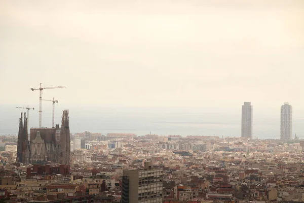 Vista Panorâmica Barcelona Partir Uma Colina — Fotografia de Stock