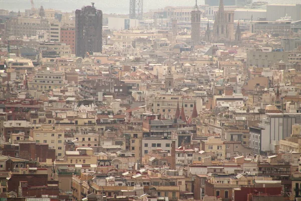 Bir Tepeden Barcelona Nın Panoramik Manzarası — Stok fotoğraf