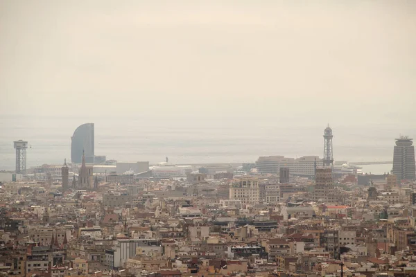 Vista Panorâmica Barcelona Partir Uma Colina — Fotografia de Stock