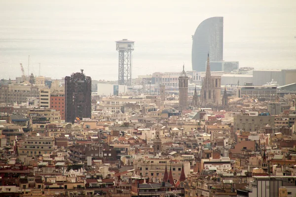 Panoramautsikt Över Barcelona Från Kulle — Stockfoto