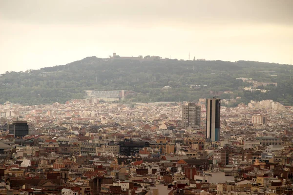 Vue Panoramique Barcelone Depuis Une Colline — Photo