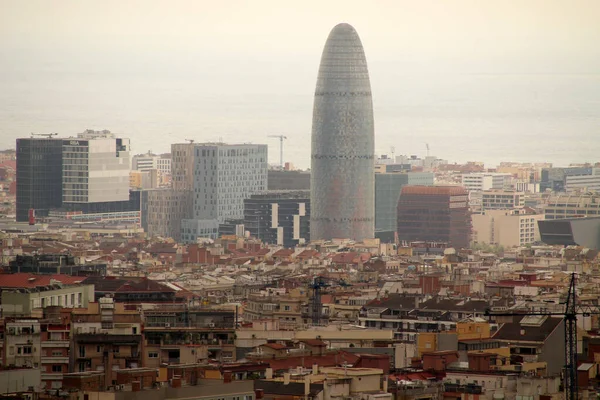 Vista Panorámica Barcelona Desde Una Colina — Foto de Stock