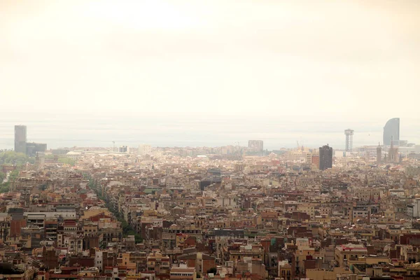 Vista Panorámica Barcelona Desde Una Colina — Foto de Stock