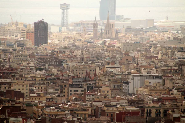 Bir Tepeden Barcelona Nın Panoramik Manzarası — Stok fotoğraf