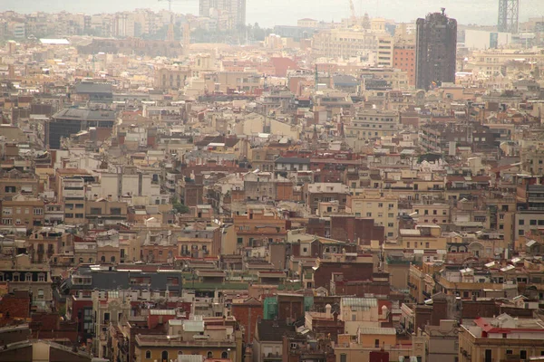 Bir Tepeden Barcelona Nın Panoramik Manzarası — Stok fotoğraf