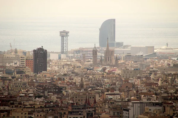 Bir Tepeden Barcelona Nın Panoramik Manzarası — Stok fotoğraf