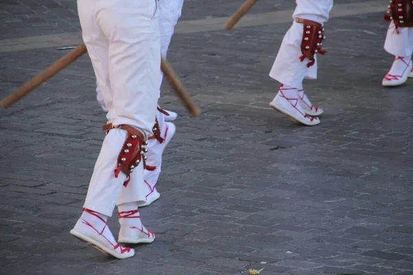 Dança Basca Tradicional Festival Folclórico — Fotografia de Stock