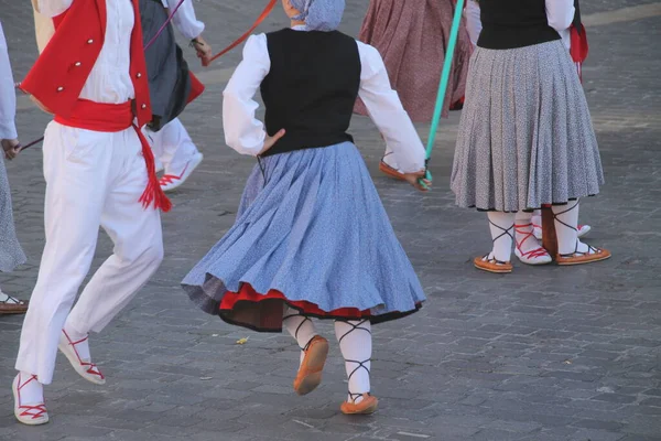 Dança Basca Tradicional Festival Folclórico — Fotografia de Stock