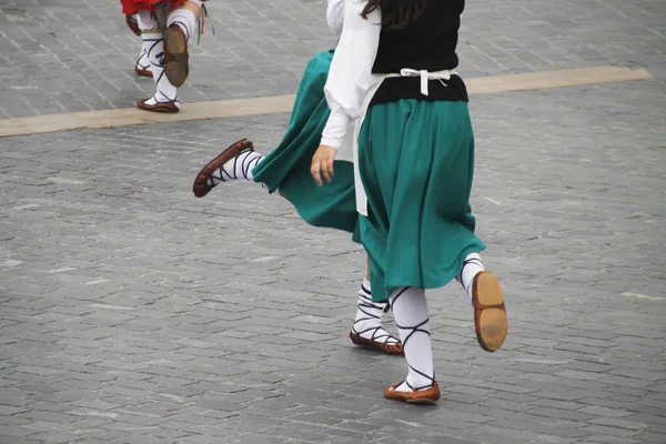 Παραδοσιακός Χορός Basque Ένα Λαϊκό Φεστιβάλ — Φωτογραφία Αρχείου