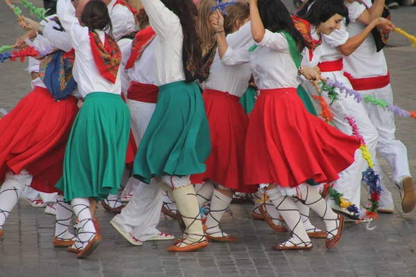 Baskisk Dansutställning Folkfest — Stockfoto