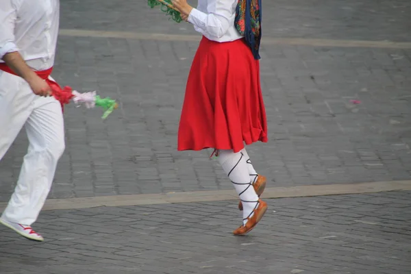 Baskisk Dansutställning Folkfest — Stockfoto