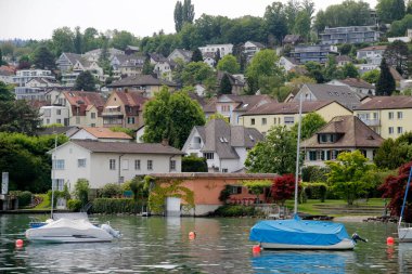 Zürih 'in banliyölerindeki İsviçre alp manzarası