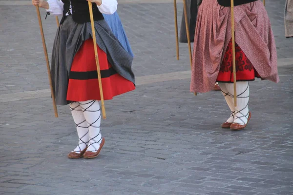 Baskische Volkstanzausstellung Einem Straßenfest — Stockfoto