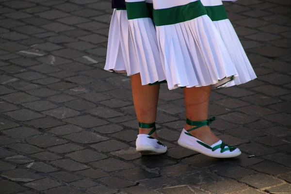 Baskisk Folkdansutställning Gatufestival — Stockfoto